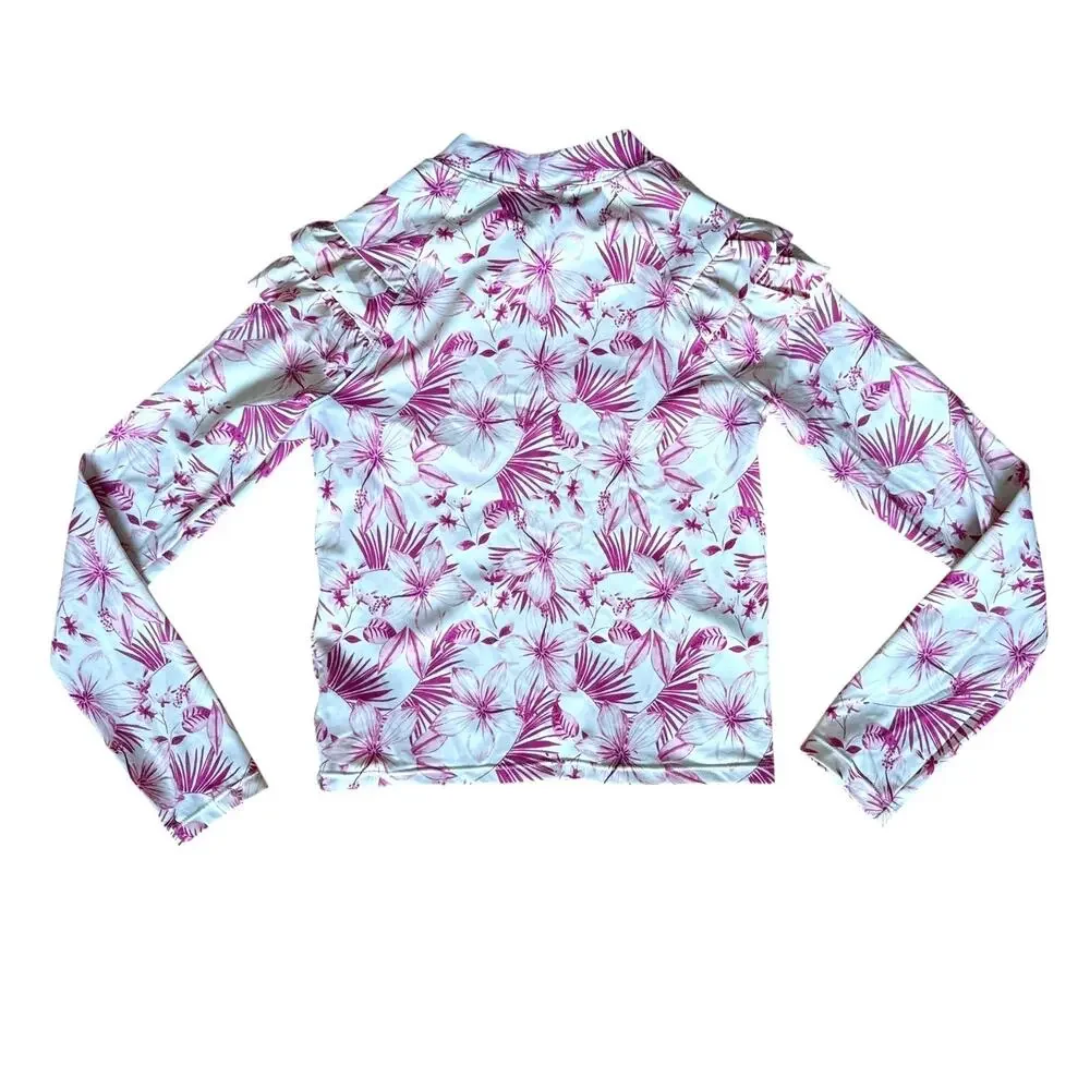 Janie and Jack Girls Rash Guard in Pink Flowers Size 12
